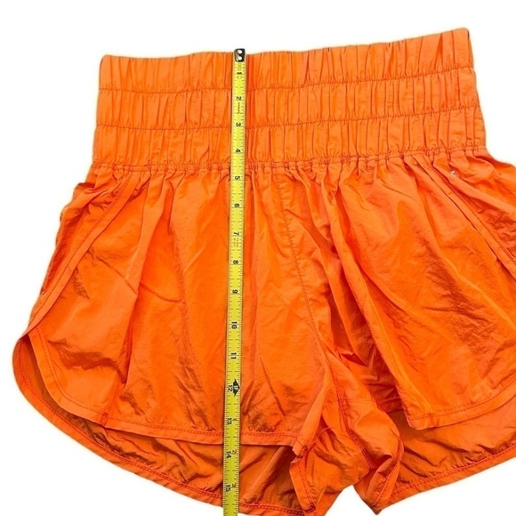 Free People Burning Up Neon Orange High Rise Ruched The Way Home Short Size M - Picture 10 of 15
